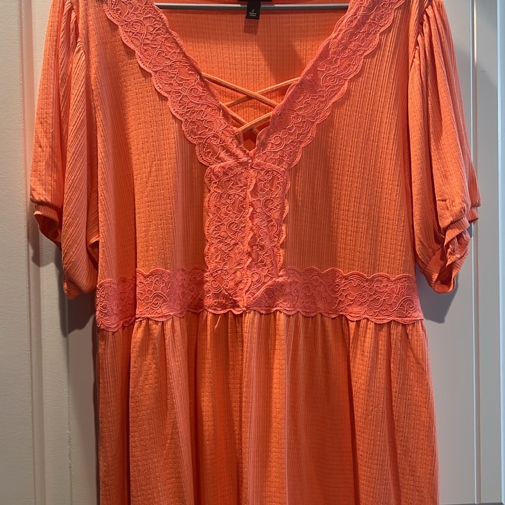 Orange Lace Trim Babydoll shirt